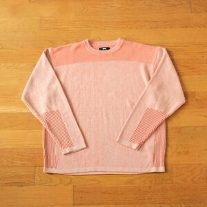 Stussy Engineered Panel Sweater Mens Orange Logo Knit Streetwear Size S